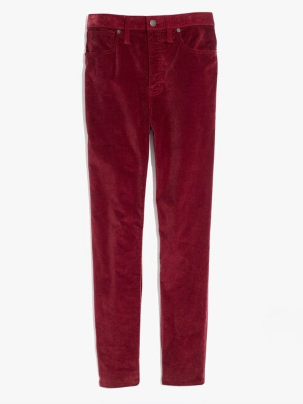 Madewell Skinny Stretch Velvet skinny pants rose 28 High-Rise 10"